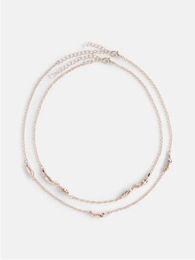 Scenario Women's Gold Tone 2 Piece Layered Necklace Set NWT